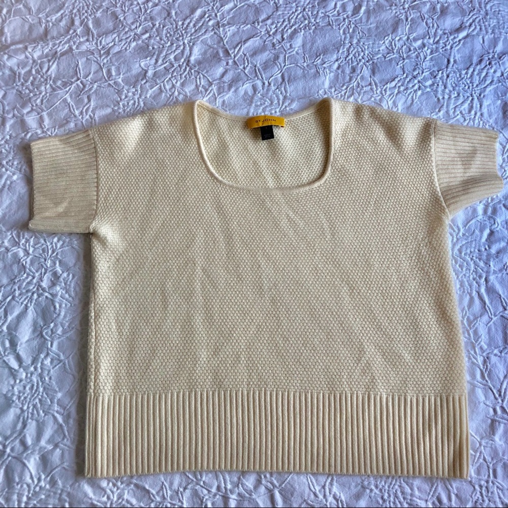 St.John 100% Cashmere Short Sleeve Sweater